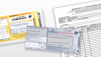 Recommandé et différents bordereaux de dépôt