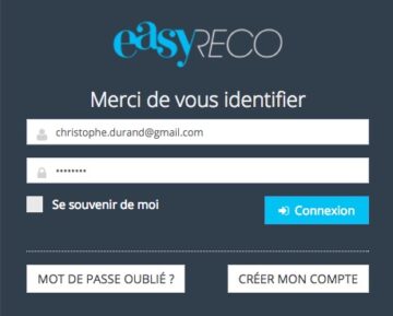 easyReco, logiciel de traçabilité courrier : page connexion
