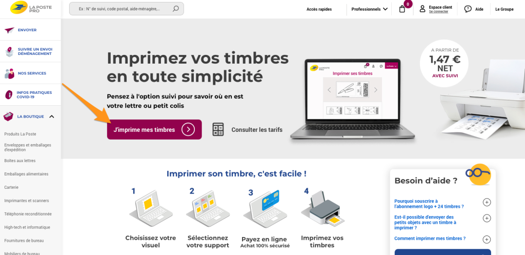 Mon Timbre en Ligne page d'accueil