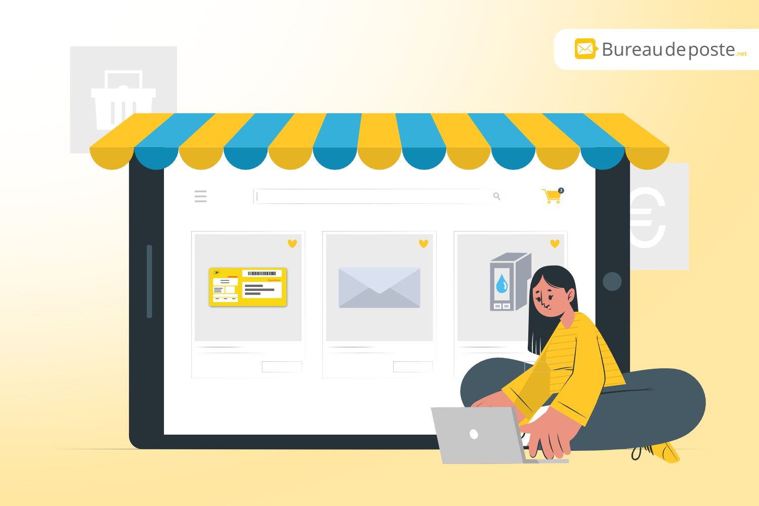 Ecommerce-web-page-bureaudeposte Couverture Page web Bureaudeposte.net pour commander les fournitures postales : recommandés postaux, enveloppes, cartouches d'encre pour machines à affranchir