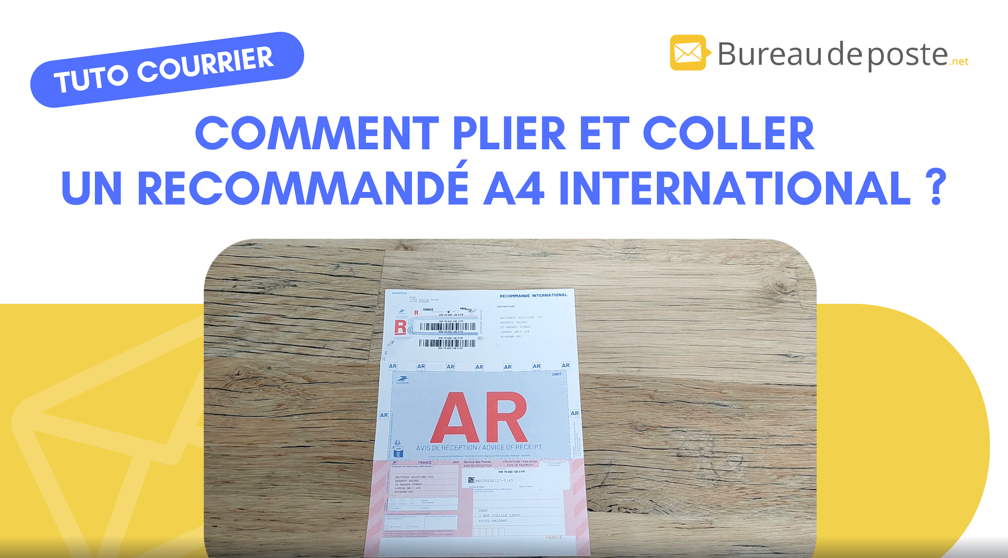 Couverture : Comment plier et coller un recommandé A4 international (Bureaudeposte.net)