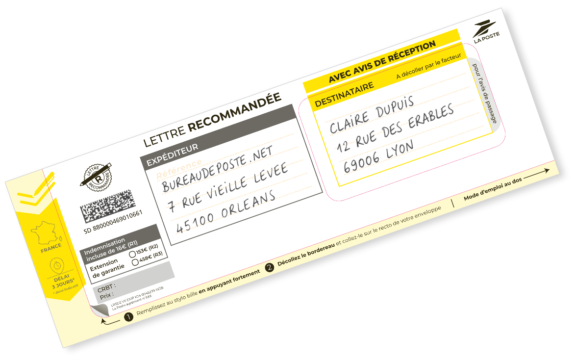 Recommandé manuel LRSD avec avis de réception