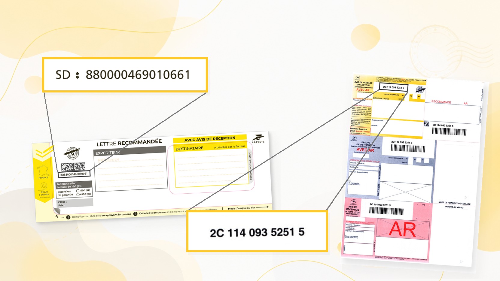 Numéros de suivi des recommandés : SD sur la liasse LRSD, 2C sur le recommandé A4 – Bureaudeposte.net